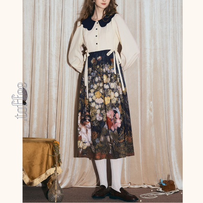 秋の庭に咲く詩・アートスカート《Z01148》