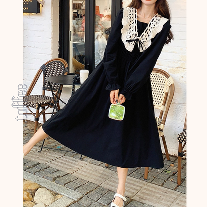 レース襟と歩く、午後の物語ワンピース《Z01154》