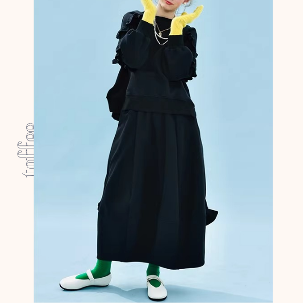 【2color】ティアード袖フリルの甘辛スウェット《Z01351》