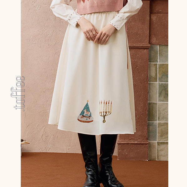 ヴィンテージ調プリントフレアスカート《Z01102》