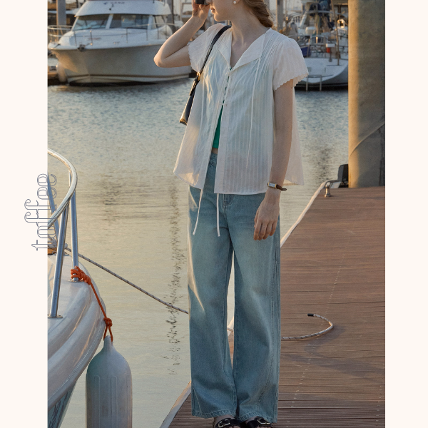 刺繍入りワイドデニムパンツ《Z01097》