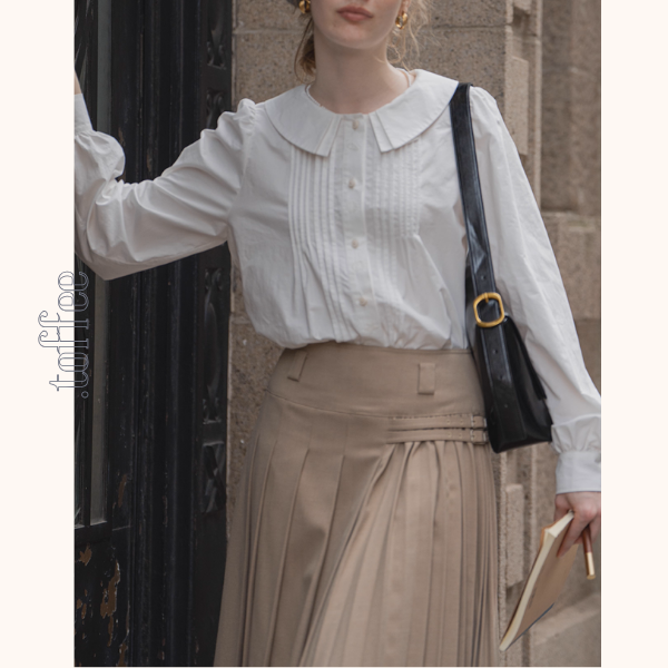 【2color】海辺の記憶を抱く二重襟ブラウス《Z01171》