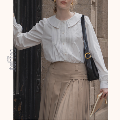 【2color】海辺の記憶を抱く二重襟ブラウス《Z01171》