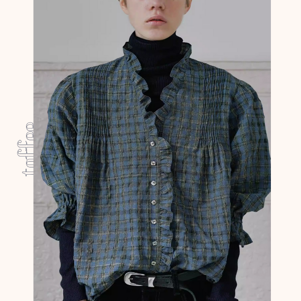 【3color】フリル×キャンディ袖のクラシックシャツ《Z01361》