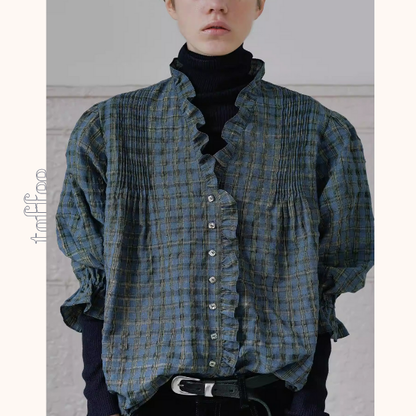 【3color】フリル×キャンディ袖のクラシックシャツ《Z01361》