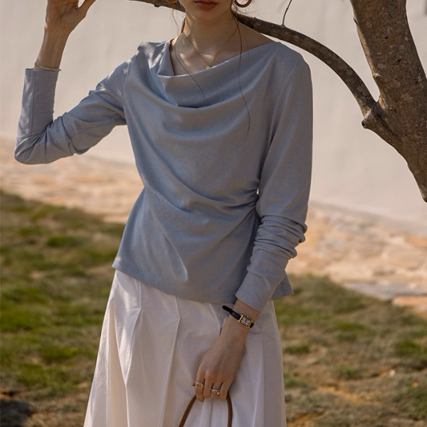 【3color】バックリボン＆ツイストデザインシアーシャツ《Z00868》