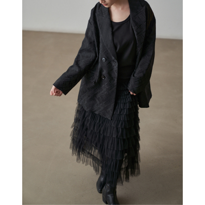 ダブルブレスミドル丈ルーズジャケット X-434