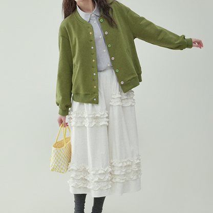 【2color】レースディテールハイウエストフレアスカート　《Z00729》