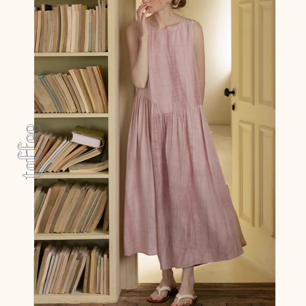 くすみピンクのノースリーブワンピース《Z01044》