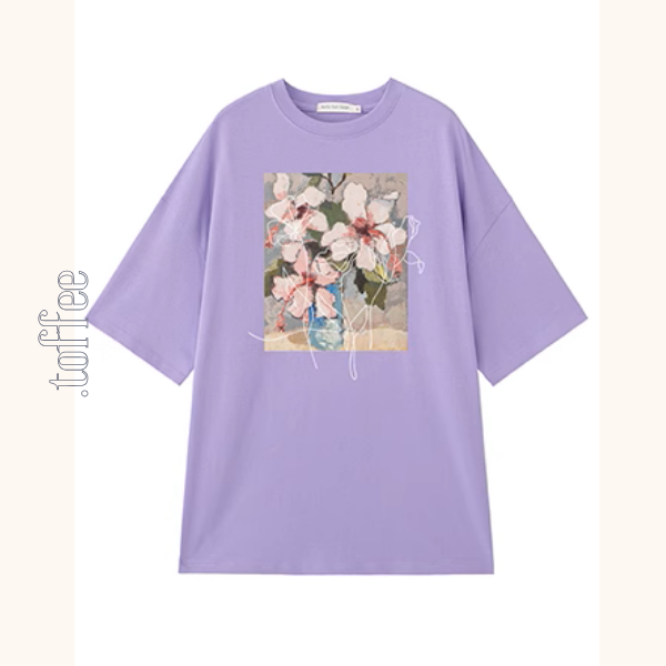 【3color】フラワープリントオーバーサイズTシャ《Z00993》