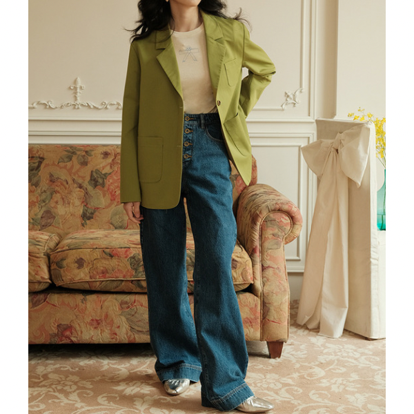 バジルグリーンルーズスーツジャケット Z00079