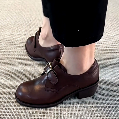 【3color】ラウンドトゥベルト付きヴィーガンレザーシューズ　《Z00516》