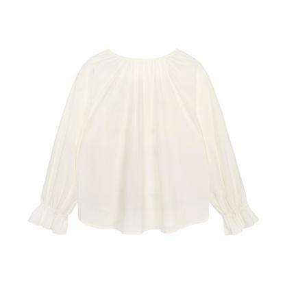 ポニーと星のロマンティック刺繍入りホワイトブラウス《Z00829》