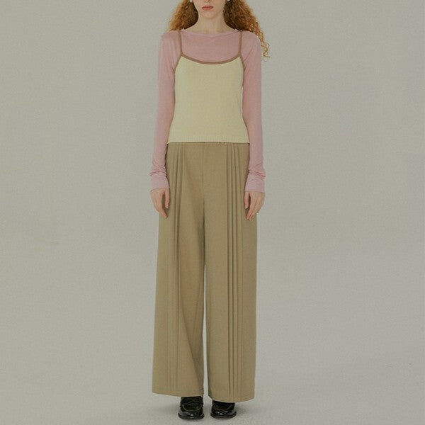 プリーツ入りストレートルーズパンツ Z00382