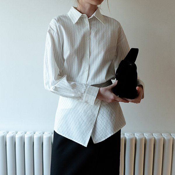 【2color】ストライプ柄ロングスリーブボタンダウンシャツ　《Z00716》