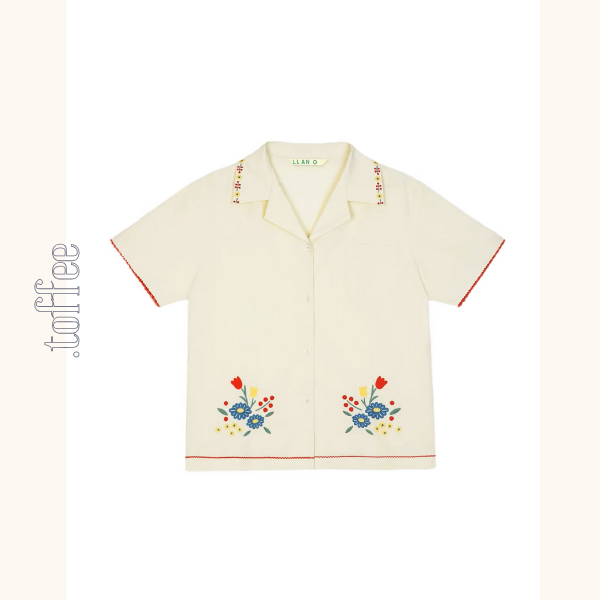 花柄刺繍コットンシャツ《Z00958》