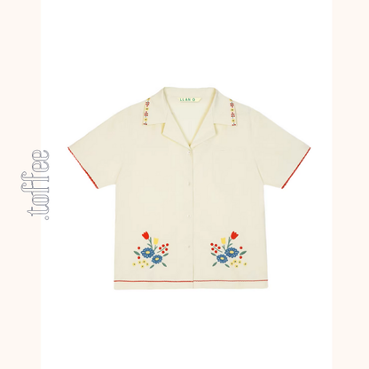 花柄刺繍コットンシャツ《Z00958》