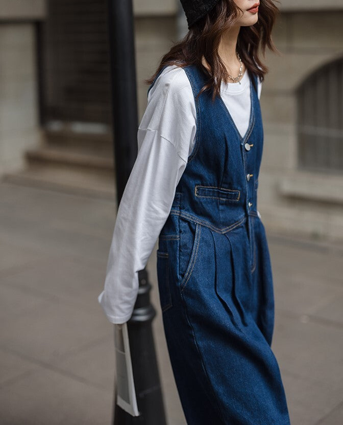 デニム×ノースリーブのオールインワン　sp0225