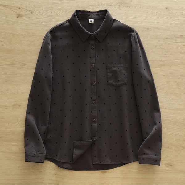 【6color】ドット柄ポロカラーボタンダウンシャツ　《Z00725》