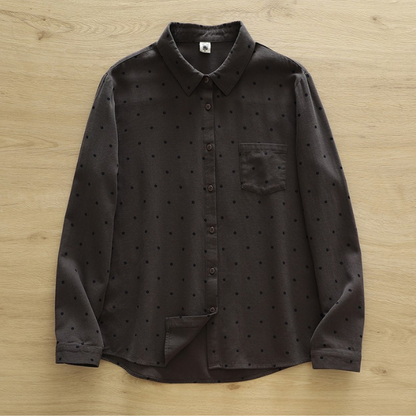 【6color】ドット柄ポロカラーボタンダウンシャツ　《Z00725》