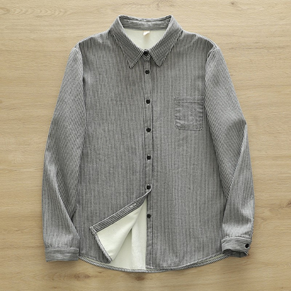 【4color】胸ポケット付きストライプ柄ボタンシャツ　《Z00724》