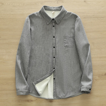 【4color】胸ポケット付きストライプ柄ボタンシャツ　《Z00724》