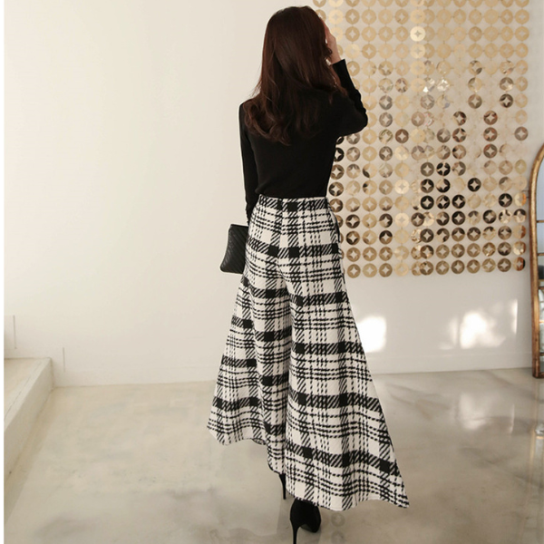 ワイドレッグチェックパンツ X-467