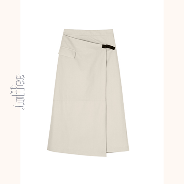 斜め前立てスカートミモレ丈スカート　Z00425