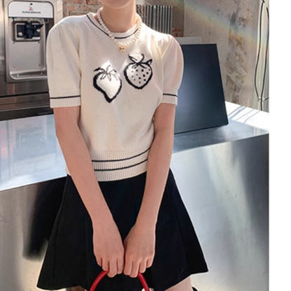 ストロベリー半袖ニットトップ Z00257