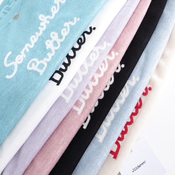 【7color】レター刺繍入りクルーネック半袖ニット　Z00393