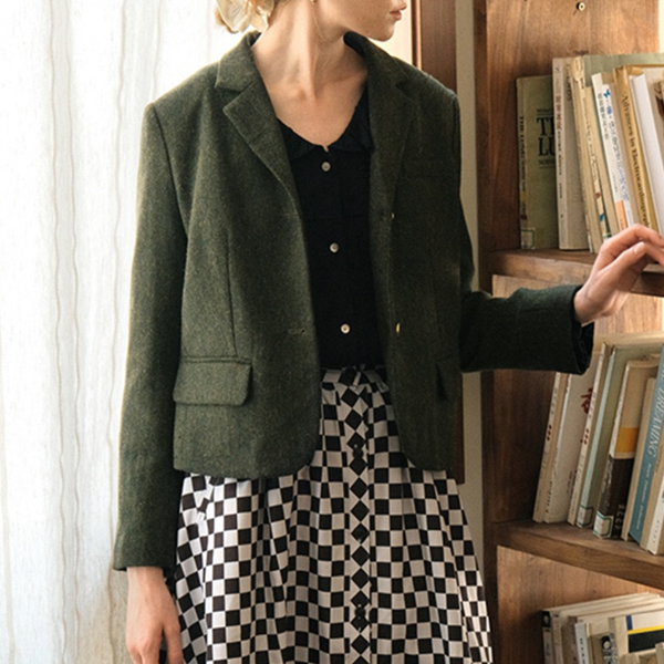 ヴィンテージモスグリーンショートブレザー　Z00510