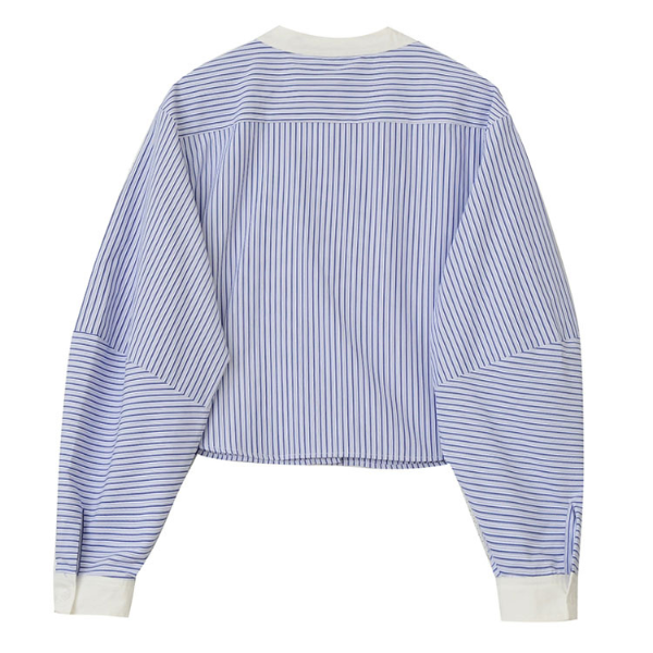 ストライプバンドカラークロップドシャツ X-380