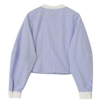 ストライプバンドカラークロップドシャツ X-380