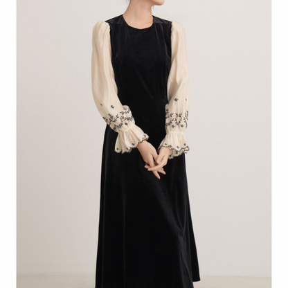 フレンチラペルエレガントワンピース w-166