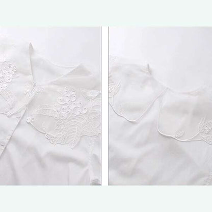 妖精の語る詩：芸術的刺繍レースのクラシカルブラウス 《C0203》