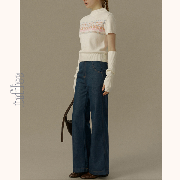 スターフラワー刺繍ブーツカットデニム《Z00830》