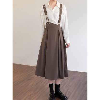 【3color】アシンメトリーサスペンダースカート X-313