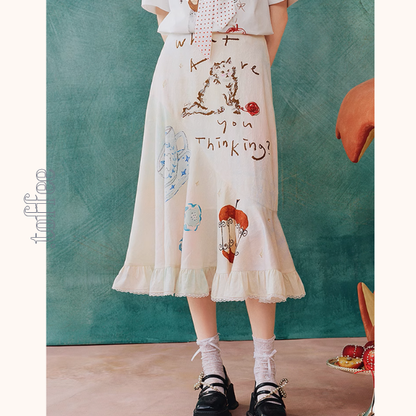 フリルヘムプリントスカート《Z00963》