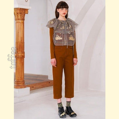 ニッチでレトロな植物画刺繍：フェアリーシアーベスト C0162