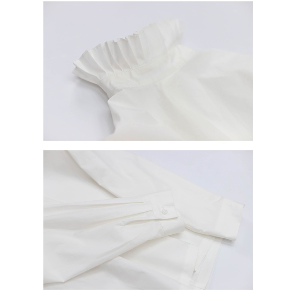 スタンドカラーフリルステッチトップス　AU-237