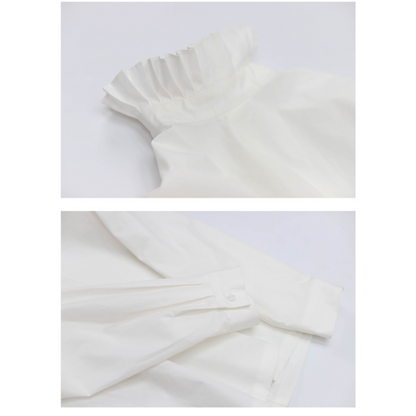 スタンドカラーフリルステッチトップス　AU-237