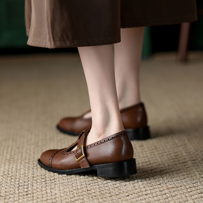 Tストラップミディアムヒールローファー　Z00486