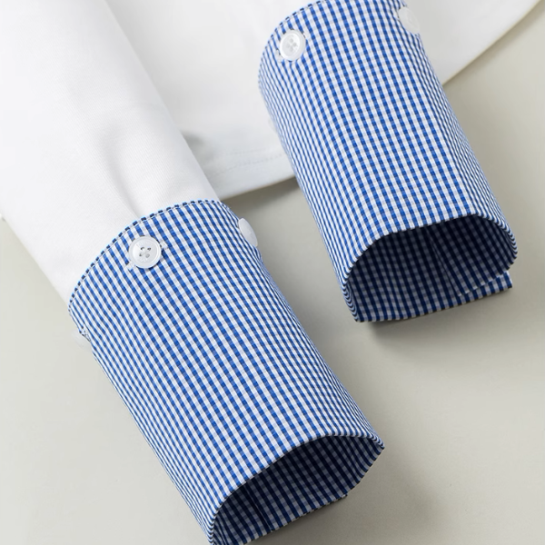 【2color】ギンガムチェックカフスクルーネックトップ《Z00926》