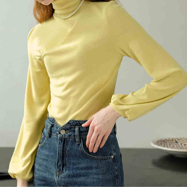 【３color】シンプルハイネックトップス w-090