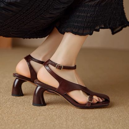 【2color】アシンメントリーデザインハイヒールサンダル《Z00977》