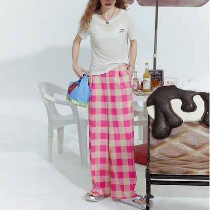 ブロックチェックワイドパンツ Z00379