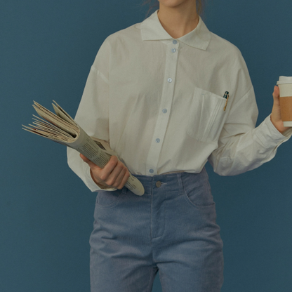 【2color】 コットン100%コントラストボタンシャツ Z00070