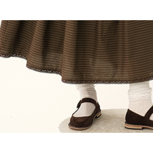 【2color】レトロストライプフリルヘムセットアップ X-263