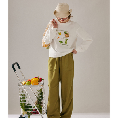 【2color】ベジタブルプリント入りロングTシャツ Z00128