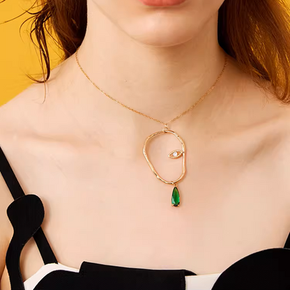 雫が揺れる＊片目モチーフのアートネックレス《Z01186》